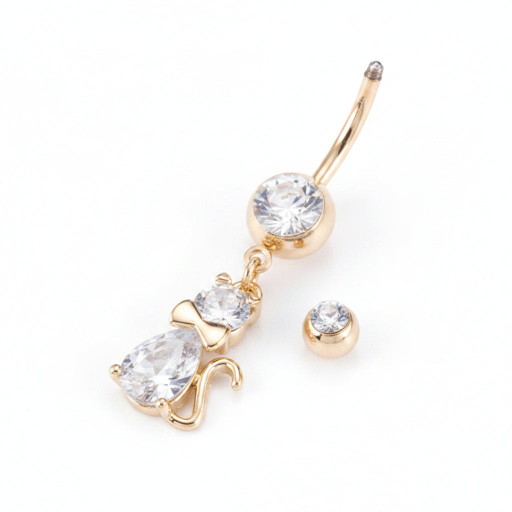 Zircon Cat Navel Ring