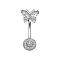 CZ Butterfly Navel Ring 14G
