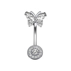 CZ Butterfly Navel Ring 14G