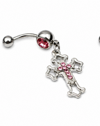 Y2K Rhinestone Cross Navel Ring