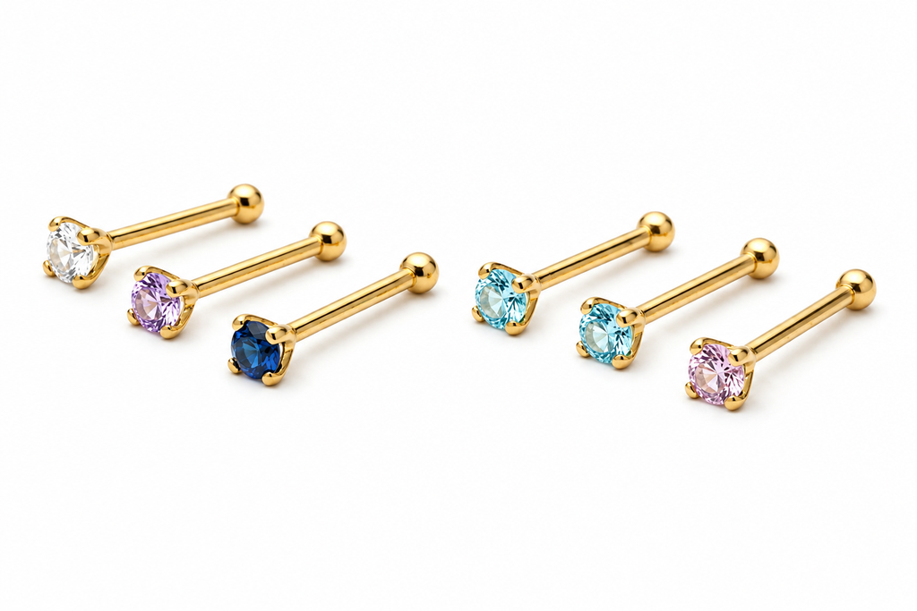 14Kt Gold Prong-Set CZ Nose Stud