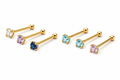 14Kt Gold Prong-Set CZ Nose Stud