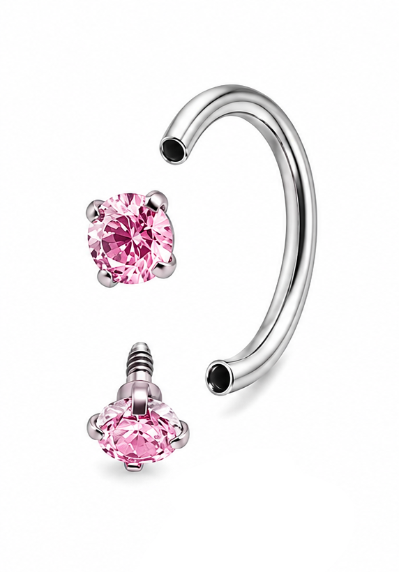 18K Diamond-Inlaid Nose Ring — Stainless Steel Horseshoe Stud