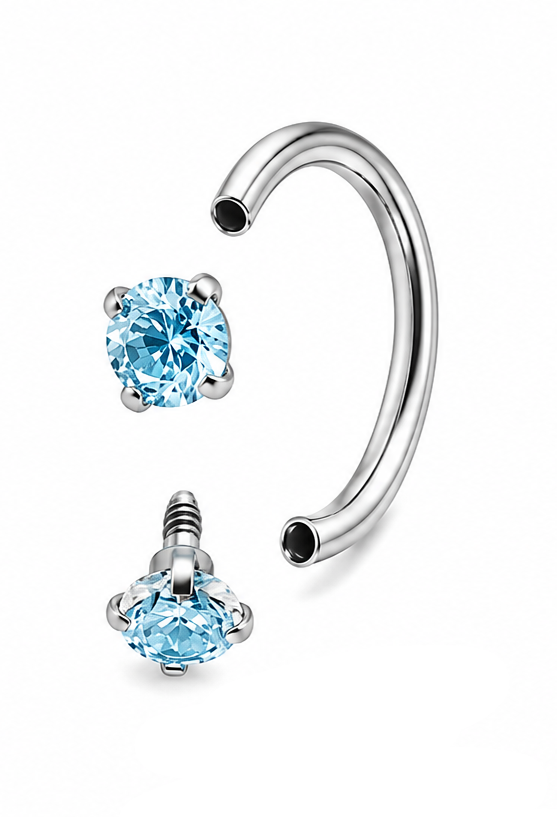 18K Diamond-Inlaid Nose Ring — Stainless Steel Horseshoe Stud