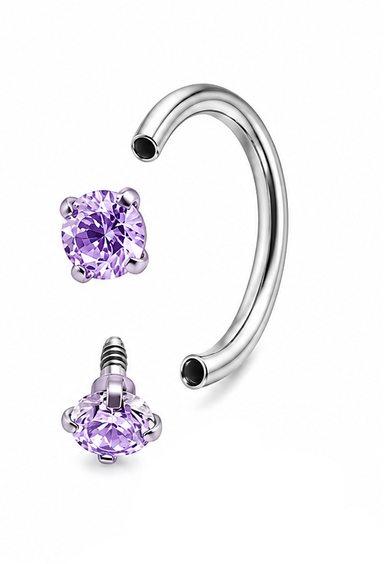 18K Diamond-Inlaid Nose Ring — Stainless Steel Horseshoe Stud