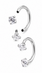 18K Diamond-Inlaid Nose Ring — Stainless Steel Horseshoe Stud