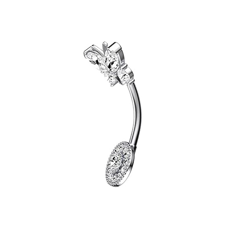 CZ Butterfly Navel Ring 14G