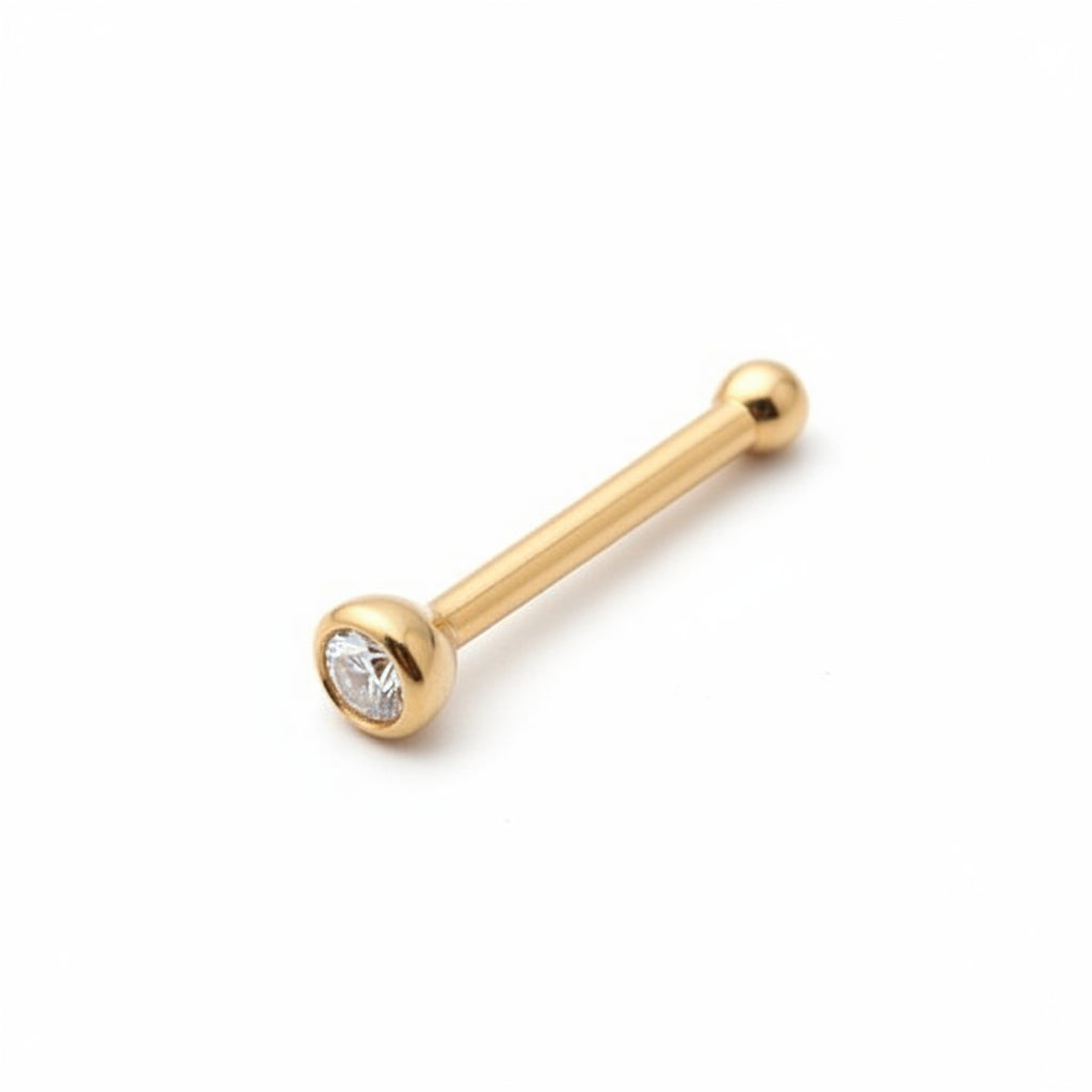 14Kt Gold CZ Stud Nose Ring