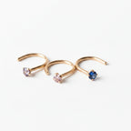 14Kt Yellow Gold Screw Nose Ring with Prong Setting Gem