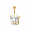 Gold Devil Heart Navel Ring