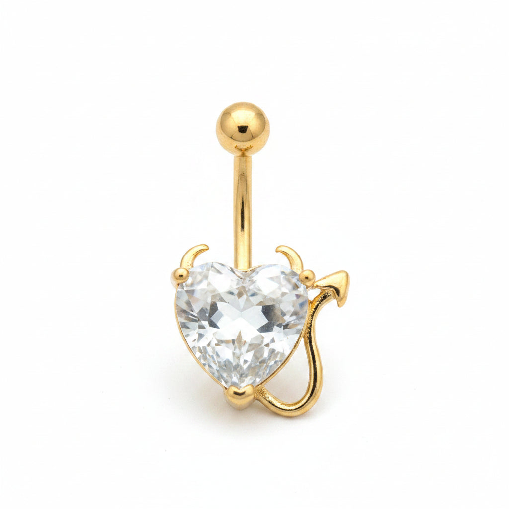 Gold Devil Heart Navel Ring