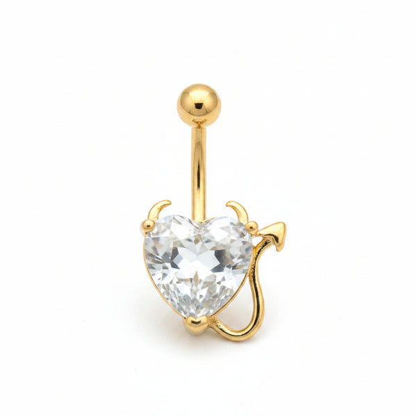 Gold Devil Heart Navel Ring