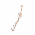Rose Gold Plated Cascading CZ Dangle Navel Ring